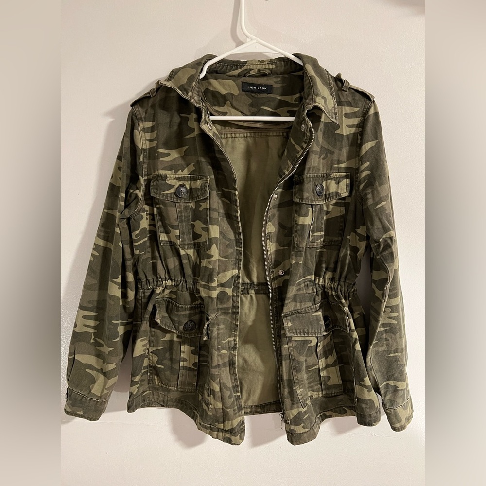 New Look Womens Camouflage Army Long Sleeve Cinch Jacket Medium 8